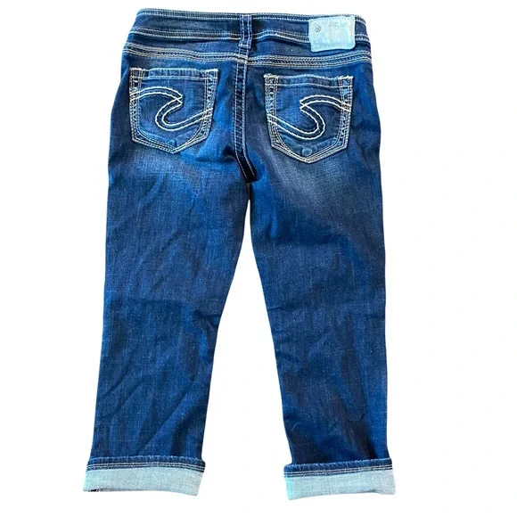 Silver Jeans Aiko Capri Denim Pants Stretch - Picture 6 of 7